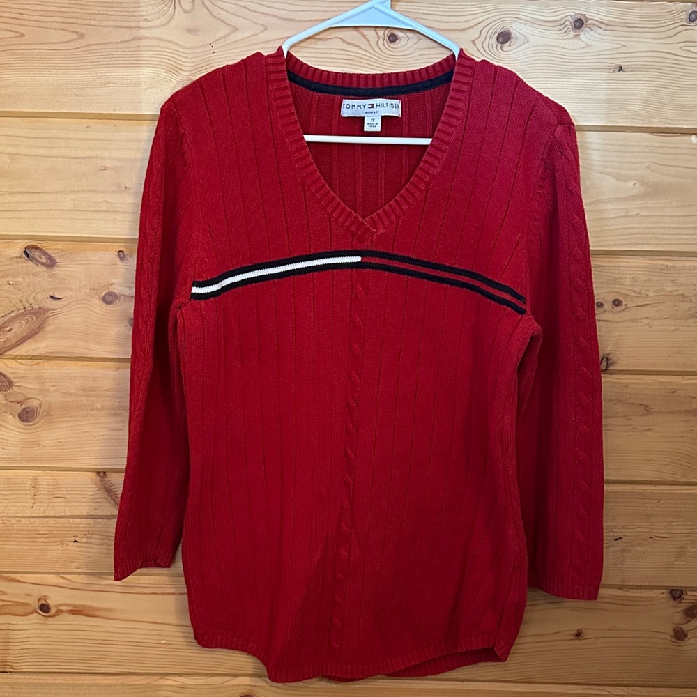 Tommy Hilfiger V-Neck Cable Knit Sweater 1X